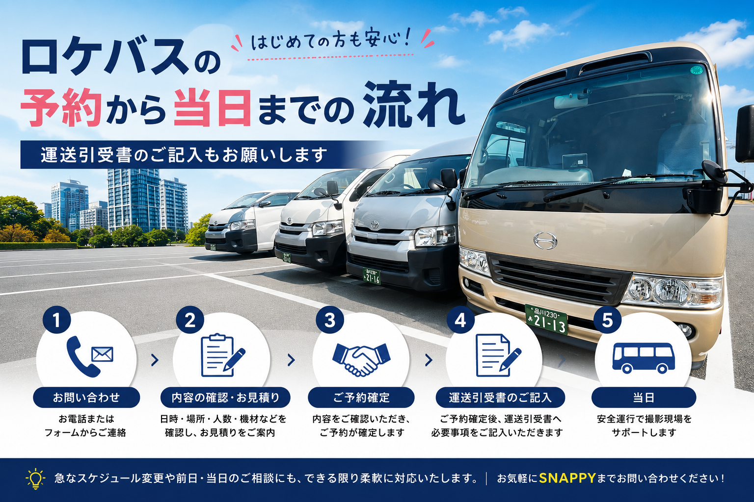ロケバスの予約から当日までの流れをわかりやすくご紹介！